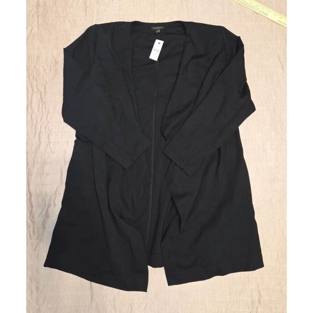Lane Bryant Cardigan Blazer Over Coat Black Shoulder Pads